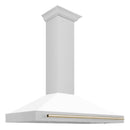 ZLINE 48 in. Autograph Edition Fingerprint Resistant Stainless Steel Range Hood with White Matte Shell and Accented Handles (KB4SNZ-WM48)
