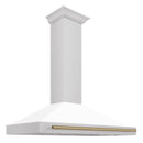ZLINE 48 in. Autograph Edition Fingerprint Resistant Stainless Steel Range Hood with White Matte Shell and Accented Handles (KB4SNZ-WM48)