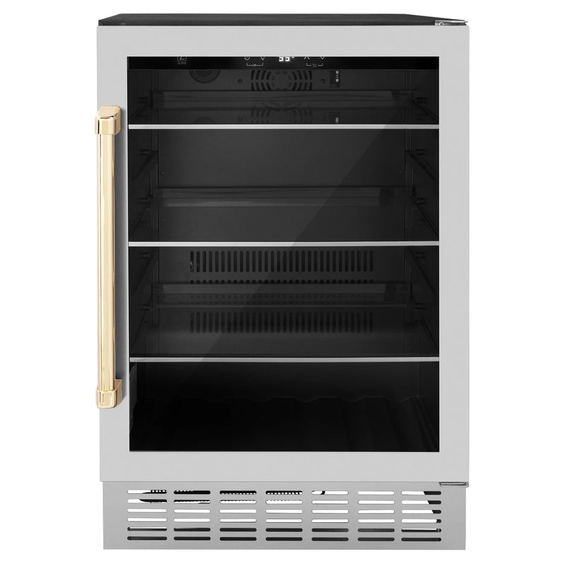 ZLINE 24 in. Monument Autograph Edition 154 Can Beverage Fridge in Stainless Steel with Accents (RBVZ-US-24)