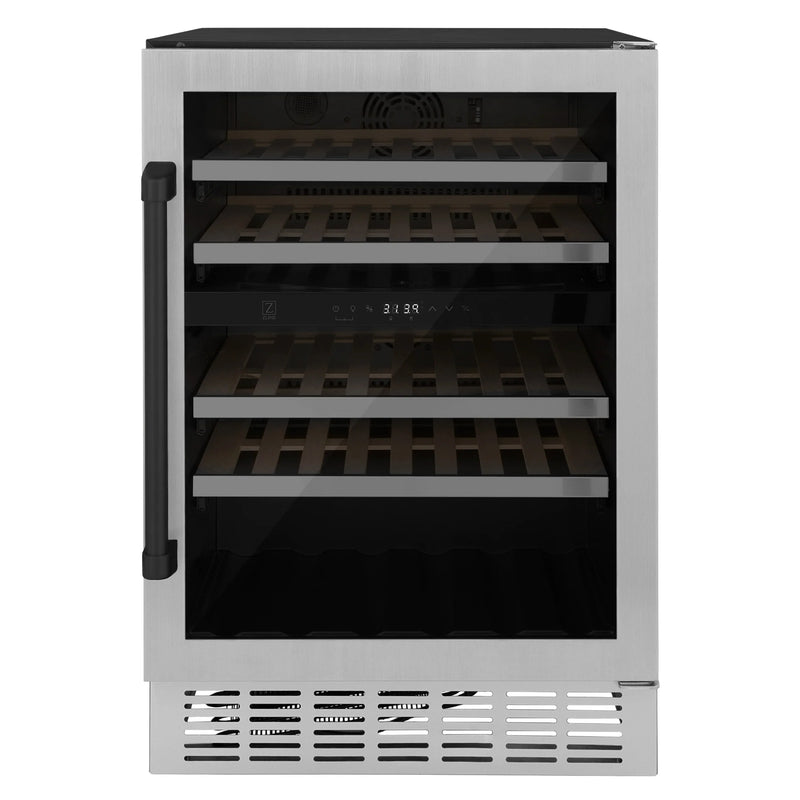 ZLINE 24 in. Monument Autograph Edition Dual Zone 44-Bottle Wine Cooler in Stainless Steel with Accents (RWVZ-UD-24)