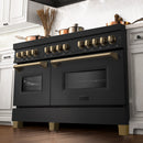 ZLINE Autograph Edition 60 in. 7.4 cu. ft. Dual Fuel Range with Gas Stove and Electric Oven in Black Stainless Steel with Accents (RABZ-60) - MyBBQDirect