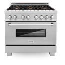 ZLINE 36 in. Professional Dual Fuel Range in Fingerprint Resistant Stainless Steel with Brass Burners and Reversible Griddle (RAS-SN-BR-GR-36) - MyBBQDirect