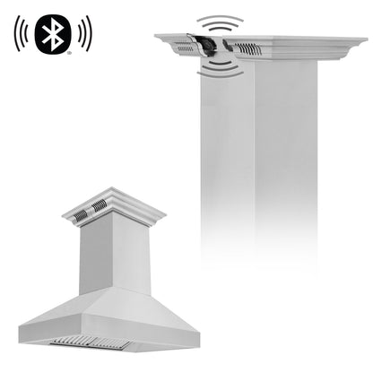 ZLINE Professional Island Mount Range Hood in Stainless Steel with Built-in ZLINE CrownSound™ Bluetooth Speakers (597iCRN-BT) - MyBBQDirect