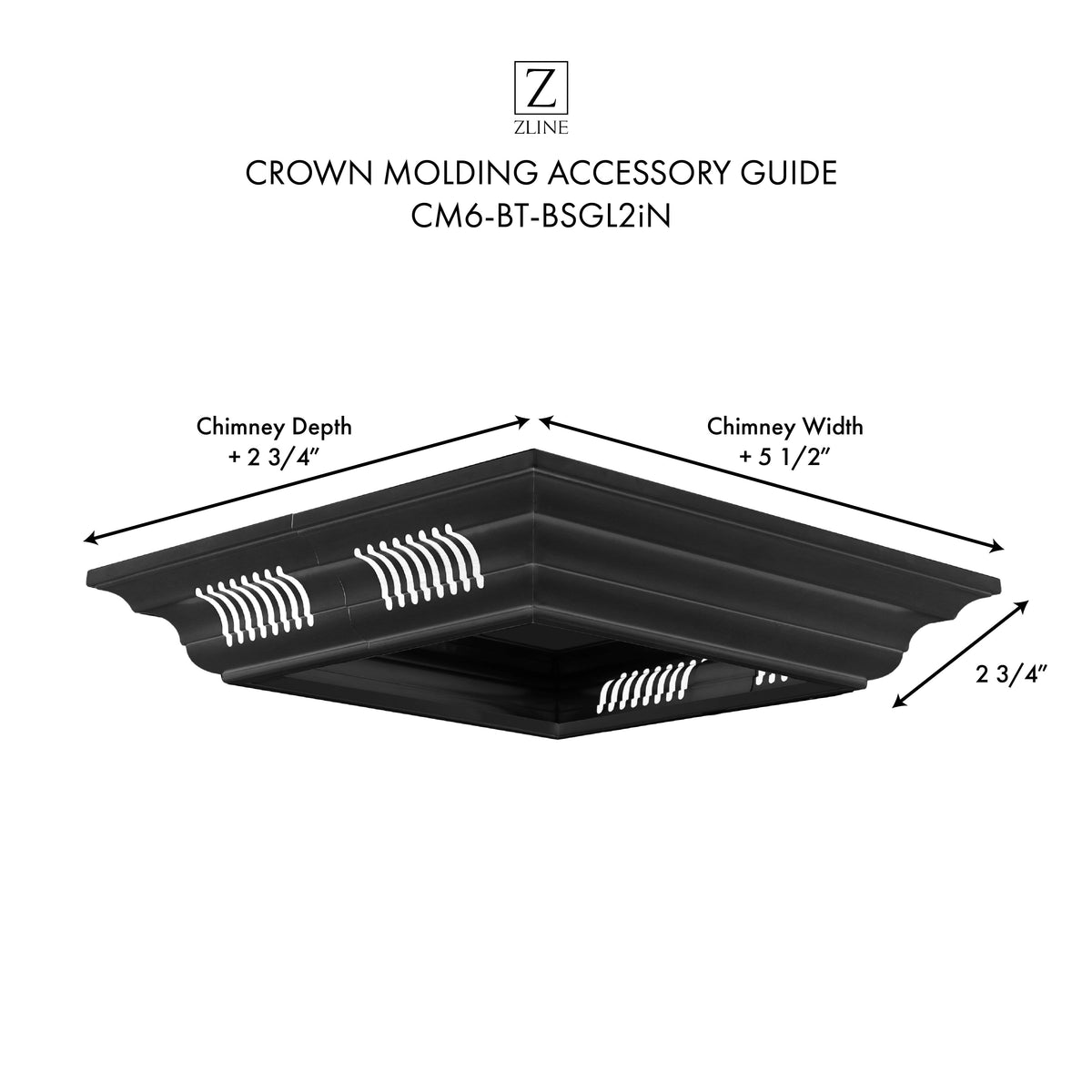 ZLINE Crown Molding in Black Stainless Steel with Built-in Bluetooth Speakers (CM6-BT-BSGL2iN) - MyBBQDirect