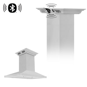 ZLINE Island Mount Range Hood in Stainless Steel with Built-in ZLINE CrownSound Bluetooth Speakers (GL2iCRN-BT) - MyBBQDirect