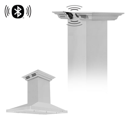 ZLINE Island Mount Range Hood in Stainless Steel with Built-in ZLINE CrownSound Bluetooth Speakers (GL2iCRN-BT) - MyBBQDirect