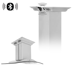 ZLINE Island Mount Range Hood in Stainless Steel with Built-in ZLINE CrownSound Bluetooth Speakers (GL9iCRN-BT) - MyBBQDirect