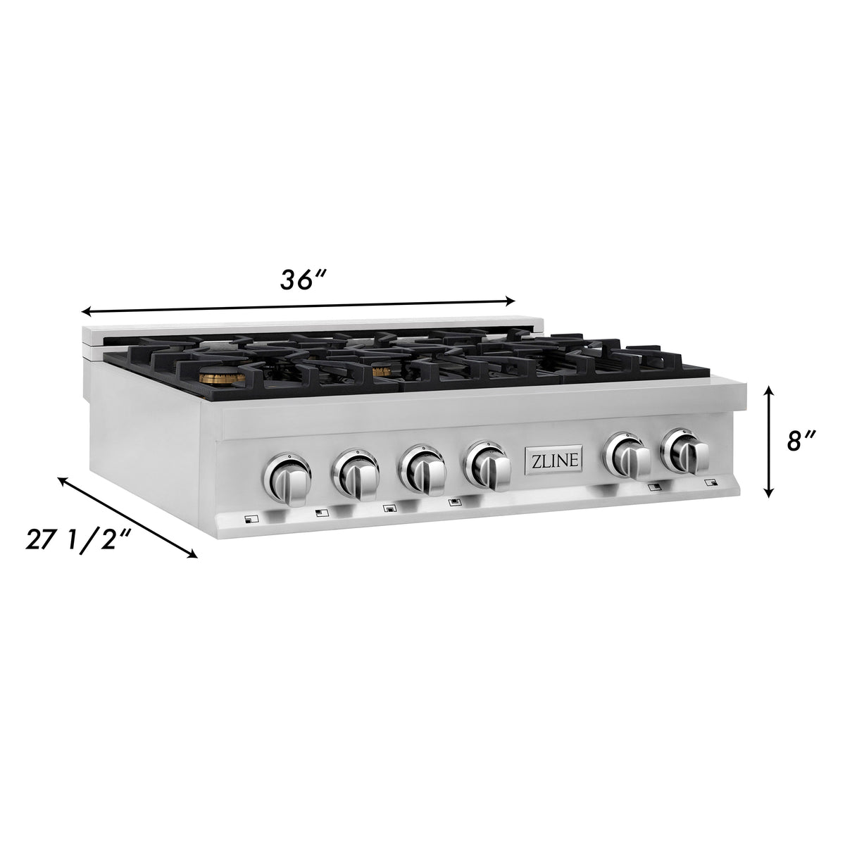 ZLINE 36 in. Porcelain Gas Stovetop with 6 Gas Burners (RT36) Available with Brass Burners - MyBBQDirect