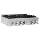ZLINE 36 in. Porcelain Gas Stovetop with 6 Gas Burners (RT36) Available with Brass Burners - MyBBQDirect