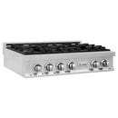 ZLINE 36 in. Porcelain Gas Stovetop with 6 Gas Burners (RT36) Available with Brass Burners - MyBBQDirect