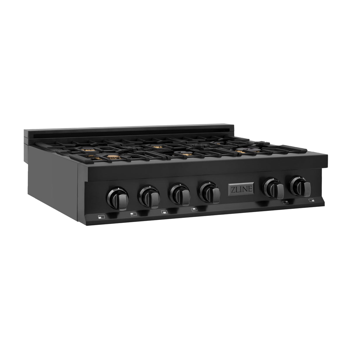 ZLINE 36 in. Porcelain Gas Stovetop in Black Stainless with 6 Gas Brass Burners (RTB-BR-36) - MyBBQDirect