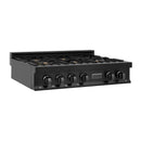 ZLINE 36 in. Porcelain Gas Stovetop in Black Stainless with 6 Gas Brass Burners (RTB-BR-36) - MyBBQDirect