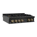 ZLINE Autograph Edition 36 in. Porcelain Rangetop with 6 Gas Burners in Black Stainless Steel and Accent Options (RTBZ-36) - MyBBQDirect