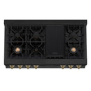 ZLINE Autograph Edition 48 in. Porcelain Rangetop with 7 Gas Burners in Black Stainless Steel and Accents (RTBZ-48)