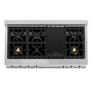 ZLINE 48 in. Porcelain Gas Stovetop in DuraSnow Stainless Steel with 7 Gas Burners and Griddle (RTS-48) Available with Brass Burners - MyBBQDirect