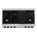 ZLINE Autograph Edition 48 in. Porcelain Rangetop with 7 Gas Burners in Stainless Steel with Accents (RTZ-48)