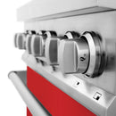 ZLINE 30 in. Kitchen Package with DuraSnow Stainless Steel Dual Fuel Range with Red Matte Door and Convertible Vent Range Hood (2KP-RARMRH30) - MyBBQDirect