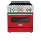 ZLINE 30 in. Kitchen Package with DuraSnow Stainless Steel Dual Fuel Range with Red Matte Door and Convertible Vent Range Hood (2KP-RARMRH30) - MyBBQDirect
