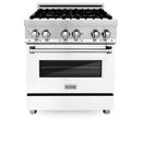ZLINE 30 in. 4.0 cu. ft. Electric Oven and Gas Cooktop Dual Fuel Range with Griddle and White Matte Door in Stainless Steel (RA-WM-GR-30) - MyBBQDirect