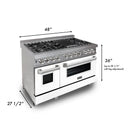 ZLINE 48 in. Kitchen Package with DuraSnow Stainless Steel Dual Fuel Range with White Matte Door and Convertible Vent Range Hood (2KP-RASWMRH48) - MyBBQDirect