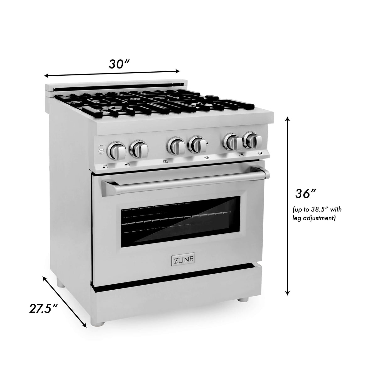 ZLINE 30 in. 4.0 cu. ft. Electric Oven and Gas Cooktop Dual Fuel Range with Griddle in Stainless Steel (RA-GR-30) - MyBBQDirect