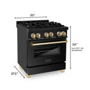 ZLINE Autograph Edition 30 in. 4.0 cu. ft. Dual Fuel Range with Gas Stove and Electric Oven in Black Stainless Steel with Accents (RABZ-30) - MyBBQDirect