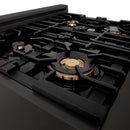 ZLINE Autograph Edition 30 in. Porcelain Rangetop with 4 Gas Burners in Black Stainless Steel and Accents (RTBZ-30)