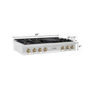 ZLINE Autograph Edition 48 in. Porcelain Rangetop with 7 Gas Burners in Stainless Steel with Accents (RTZ-48)