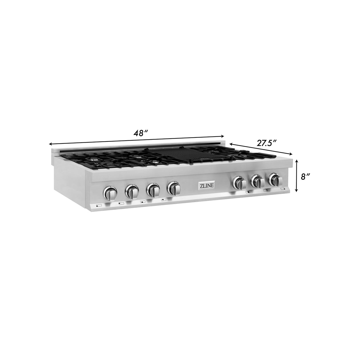 ZLINE Kitchen Package with 48 in. Stainless Steel Rangetop and 48 in. Single Wall Oven (2KP-RTAWS48) - MyBBQDirect