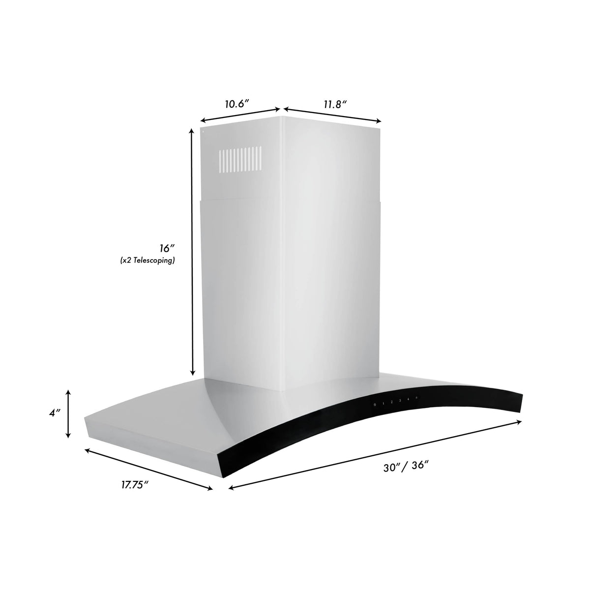 ZLINE Wall Mount Range Hood in Stainless Steel (KN6) - MyBBQDirect