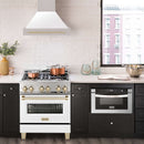 30 in. ZLINE Autograph Edition Fingerprint Resistant Stainless Steel Range Hood with White Matte Shell and Accented Handle (8654SNZ-WM30) - MyBBQDirect