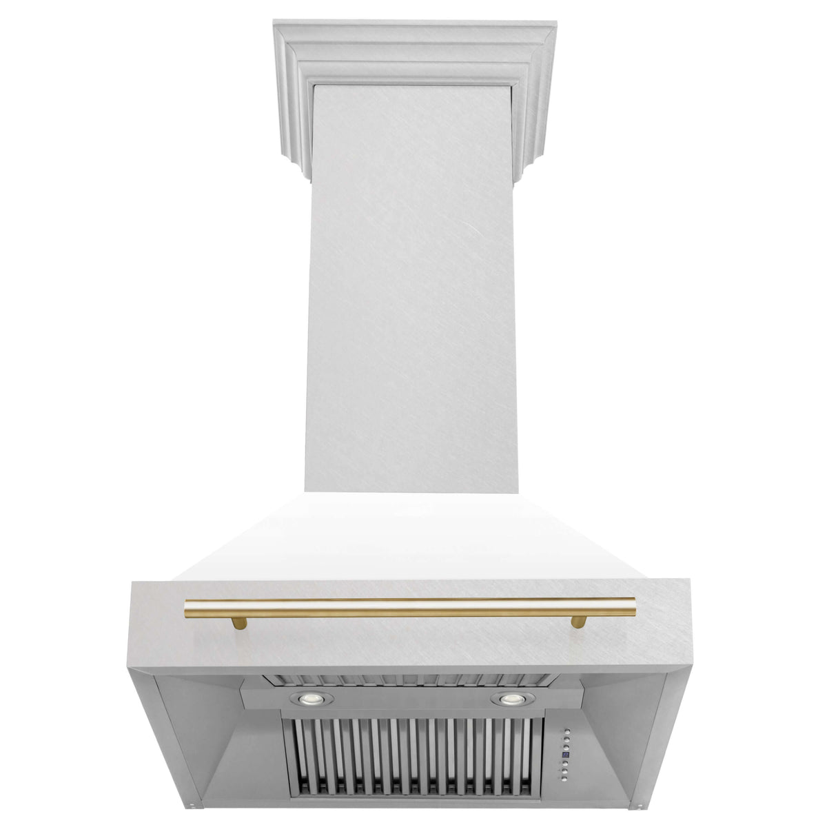 30 in. ZLINE Autograph Edition Fingerprint Resistant Stainless Steel Range Hood with White Matte Shell and Accented Handle (8654SNZ-WM30) - MyBBQDirect