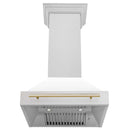 30 in. ZLINE Autograph Edition Fingerprint Resistant Stainless Steel Range Hood with White Matte Shell and Accented Handle (8654SNZ-WM30) - MyBBQDirect