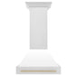 30 in. ZLINE Autograph Edition Fingerprint Resistant Stainless Steel Range Hood with White Matte Shell and Accented Handle (8654SNZ-WM30) - MyBBQDirect
