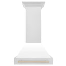 30 in. ZLINE Autograph Edition Fingerprint Resistant Stainless Steel Range Hood with White Matte Shell and Accented Handle (8654SNZ-WM30) - MyBBQDirect