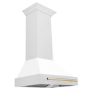 30 in. ZLINE Autograph Edition Fingerprint Resistant Stainless Steel Range Hood with White Matte Shell and Accented Handle (8654SNZ-WM30) - MyBBQDirect