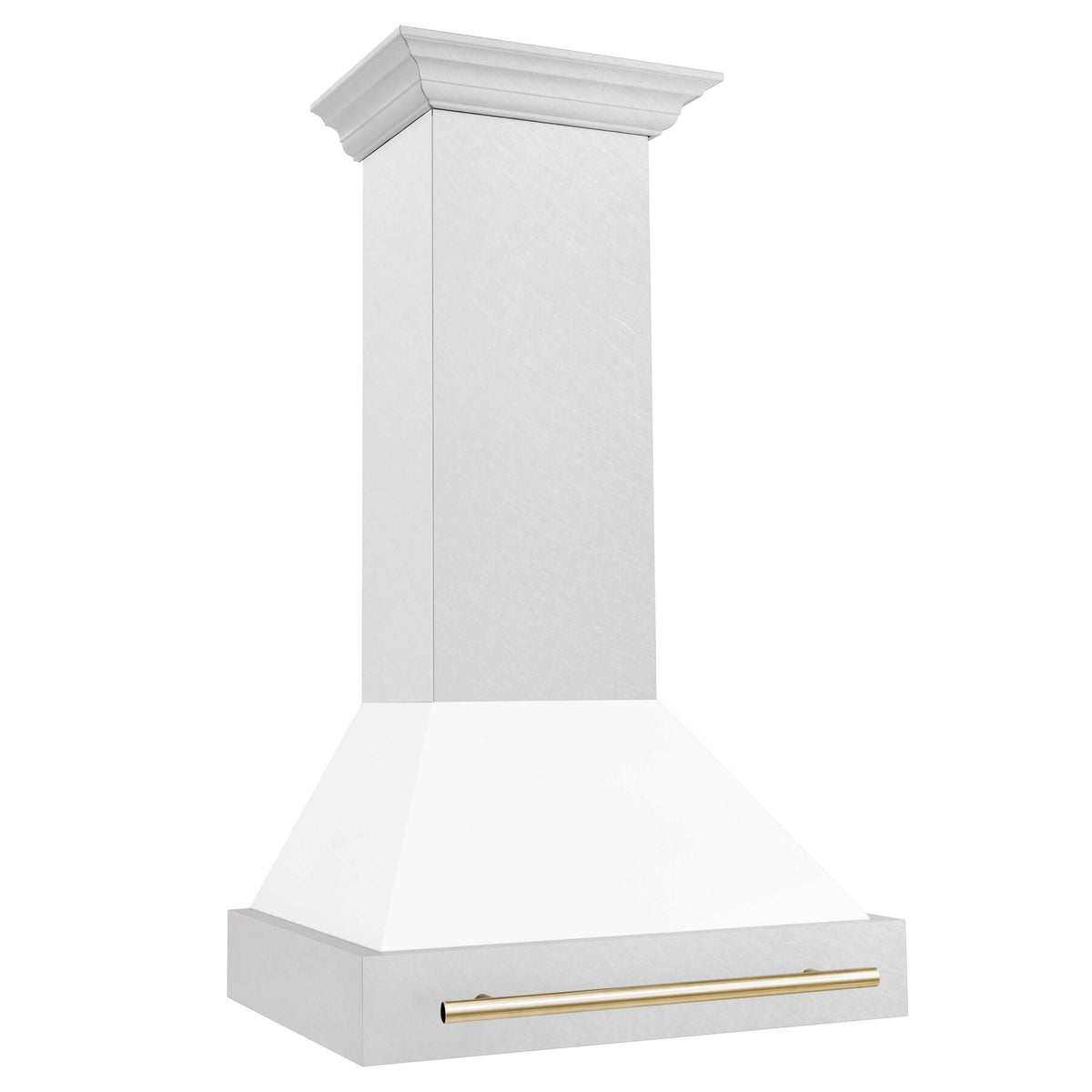 30 in. ZLINE Autograph Edition Fingerprint Resistant Stainless Steel Range Hood with White Matte Shell and Accented Handle (8654SNZ-WM30) - MyBBQDirect