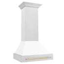 30 in. ZLINE Autograph Edition Fingerprint Resistant Stainless Steel Range Hood with White Matte Shell and Accented Handle (8654SNZ-WM30) - MyBBQDirect