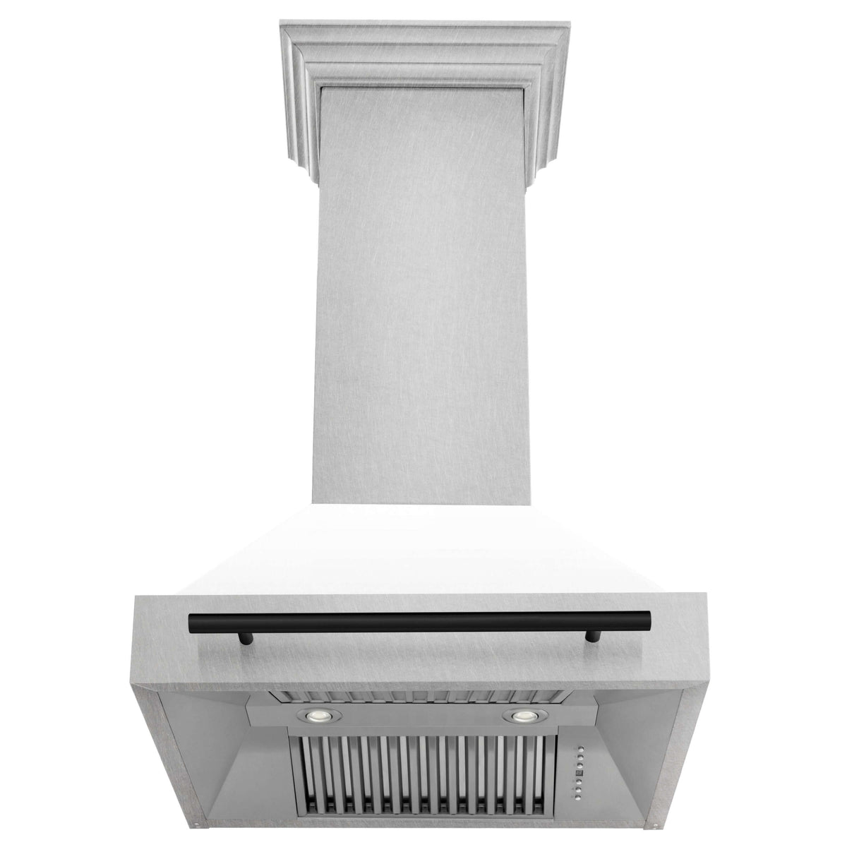 30 in. ZLINE Autograph Edition Fingerprint Resistant Stainless Steel Range Hood with White Matte Shell and Accented Handle (8654SNZ-WM30) - MyBBQDirect
