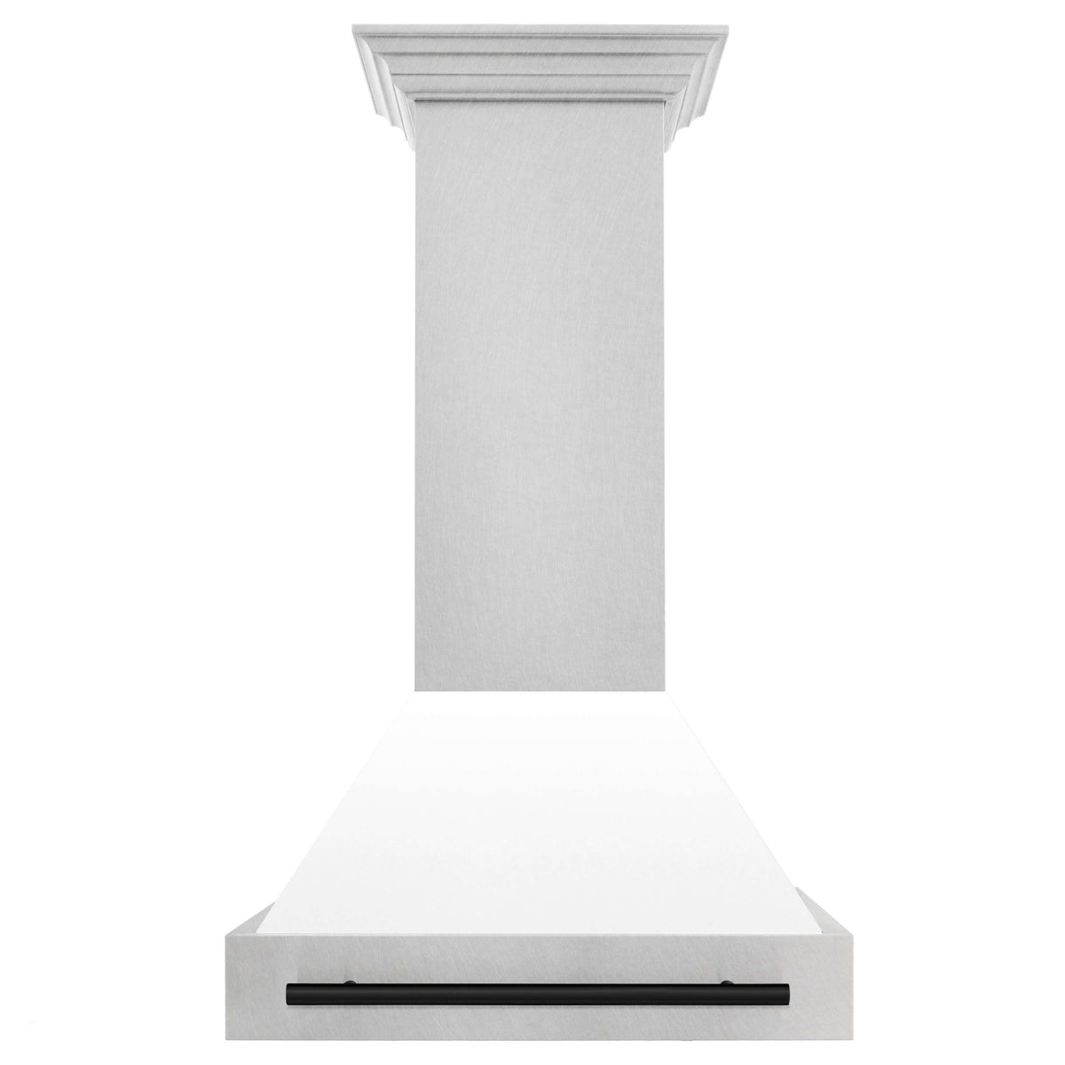 30 in. ZLINE Autograph Edition Fingerprint Resistant Stainless Steel Range Hood with White Matte Shell and Accented Handle (8654SNZ-WM30) - MyBBQDirect