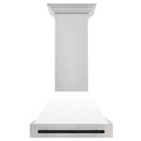 30 in. ZLINE Autograph Edition Fingerprint Resistant Stainless Steel Range Hood with White Matte Shell and Accented Handle (8654SNZ-WM30) - MyBBQDirect