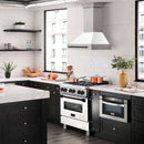30 in. ZLINE Autograph Edition Fingerprint Resistant Stainless Steel Range Hood with White Matte Shell and Accented Handle (8654SNZ-WM30) - MyBBQDirect