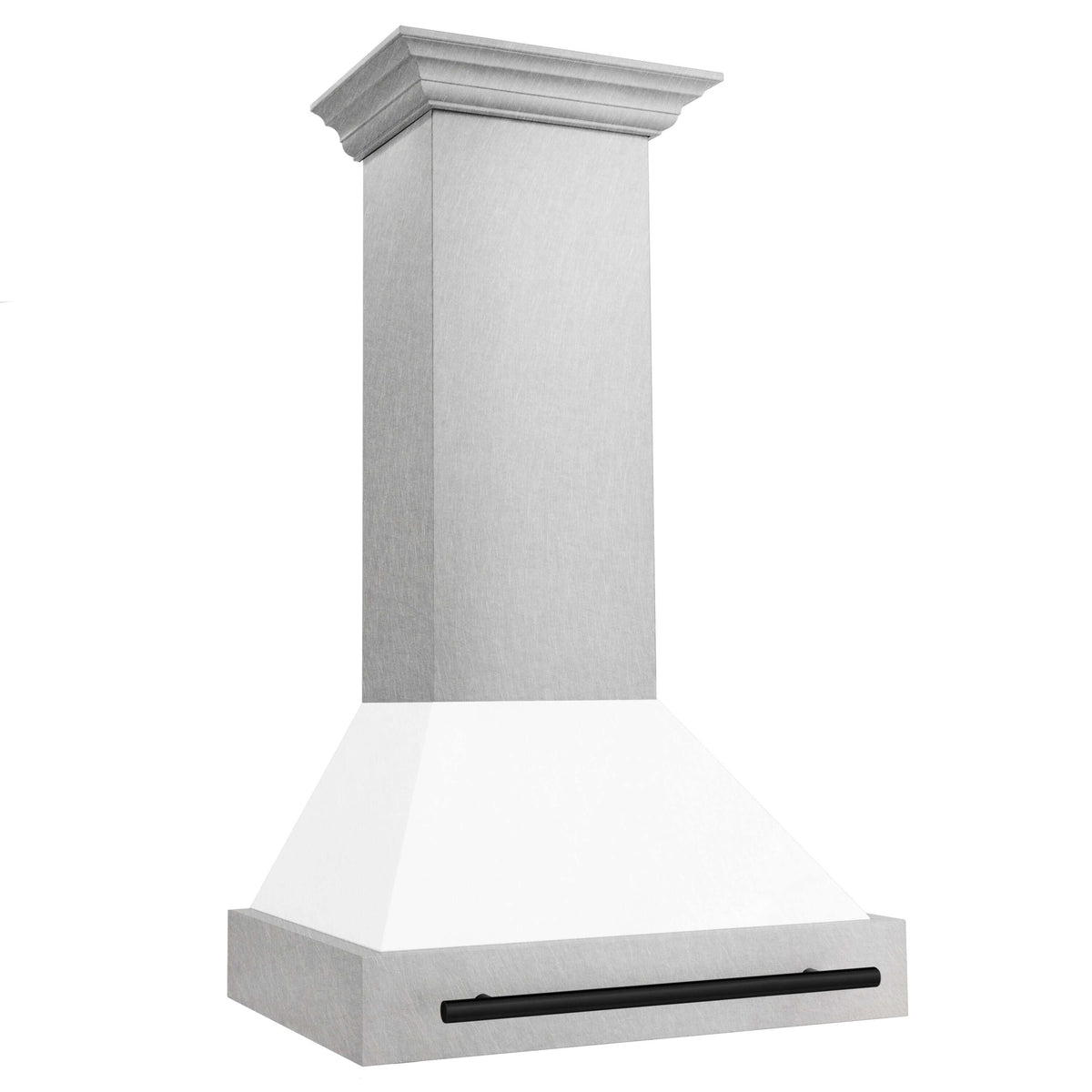 30 in. ZLINE Autograph Edition Fingerprint Resistant Stainless Steel Range Hood with White Matte Shell and Accented Handle (8654SNZ-WM30) - MyBBQDirect