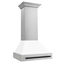 30 in. ZLINE Autograph Edition Fingerprint Resistant Stainless Steel Range Hood with White Matte Shell and Accented Handle (8654SNZ-WM30) - MyBBQDirect