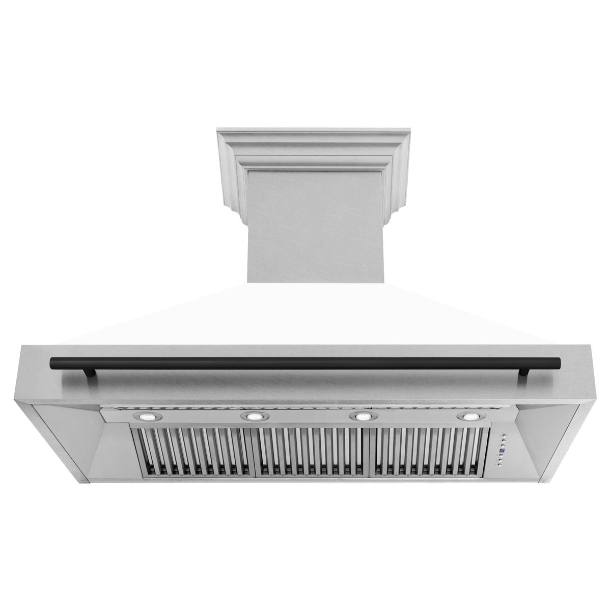 ZLINE 48 in. Autograph Edition Fingerprint Resistant Stainless Steel Range Hood with White Matte Shell and Accented Handle (8654SNZ-WM48) - MyBBQDirect