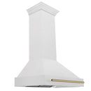 36 in. ZLINE Autograph Edition Fingerprint Resistant Stainless Steel Range Hood with Stainless Steel Shell and Colored Handle (8654SNZ-36)