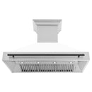 ZLINE 48 in. Autograph Edition Kitchen Package with Stainless Steel Dual Fuel Range with White Matte Door and Range Hood with Matte Black Accents (2AKP-RAWMRH48-MB) - MyBBQDirect