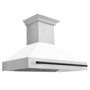 ZLINE 48 in. Autograph Edition Kitchen Package with Stainless Steel Dual Fuel Range with White Matte Door and Range Hood with Matte Black Accents (2AKP-RAWMRH48-MB) - MyBBQDirect