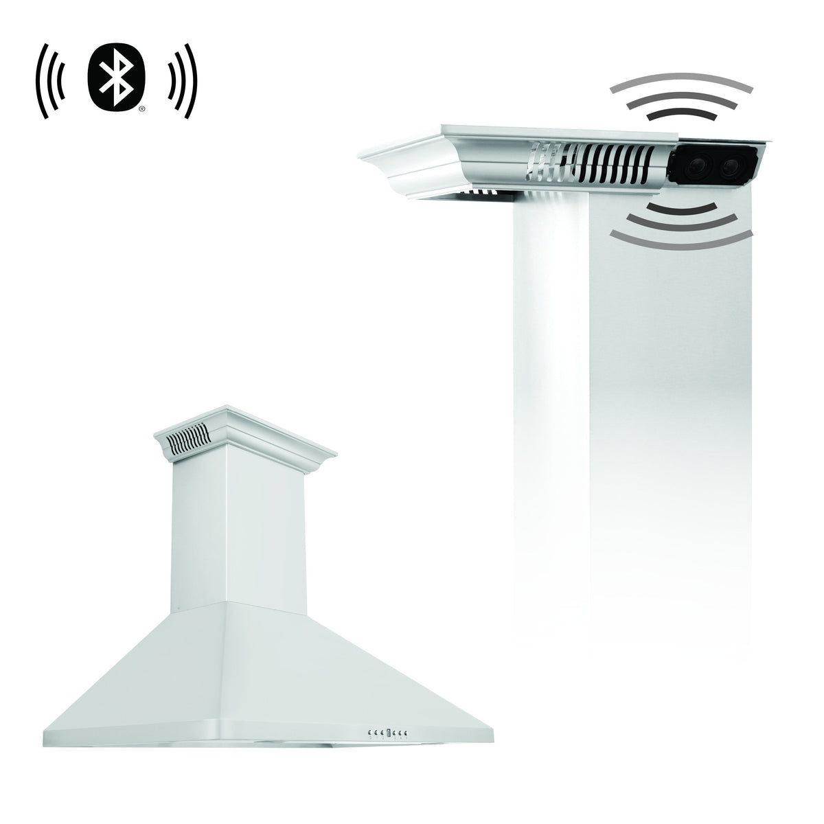 ZLINE Wall Mount Range Hood in Stainless Steel with Built-in ZLINE CrownSound™ Bluetooth Speakers (KF1CRN-BT) - MyBBQDirect