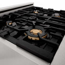 ZLINE 30 in. 4.0 cu. ft. Electric Oven and Gas Cooktop Dual Fuel Range with Griddle and Brass Burners in Fingerprint Resistant Stainless (RAS-SN-BR-GR-30)